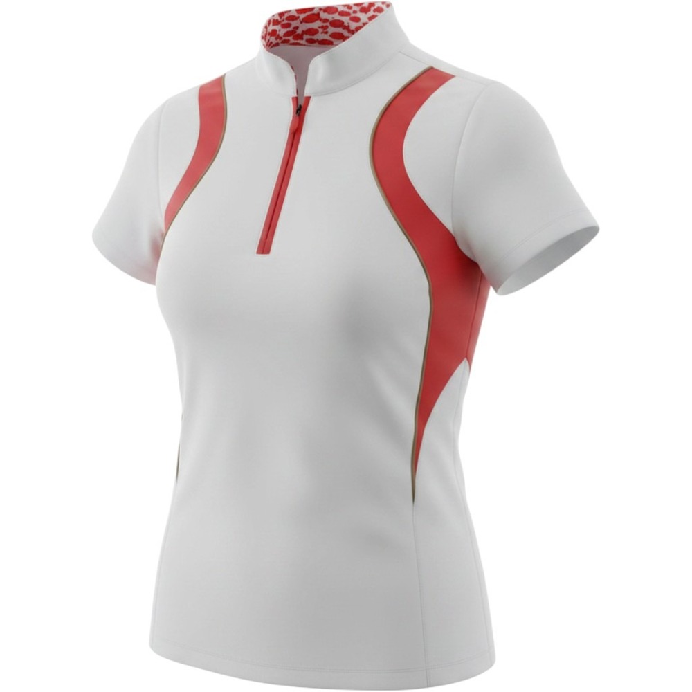 EP Pro Tour Tech Womens Golf Polo Shirt White Red Quarter Zip Mock Neck Small